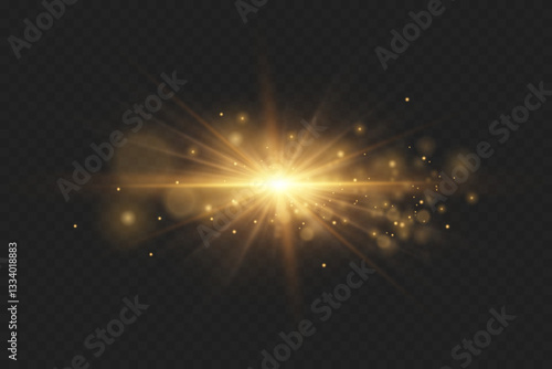 Light effect of explosion and sparks. The shine of a star and a flash.