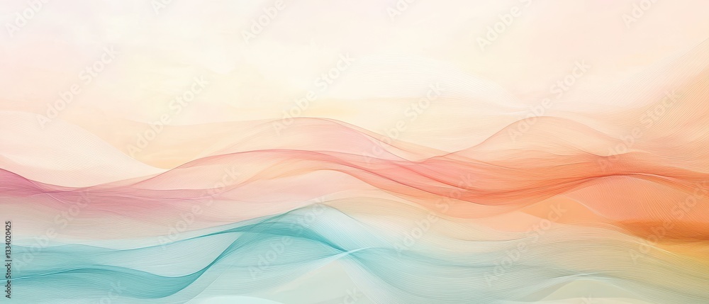 Subtle pastelcolored waves with delicate line textures, calming and modern Subtle pastelcolored waves with delicate line textures, calming and modern