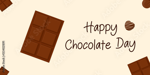 Happy Chocolate Day. Poster chocolate bars and candies. Vector design template.