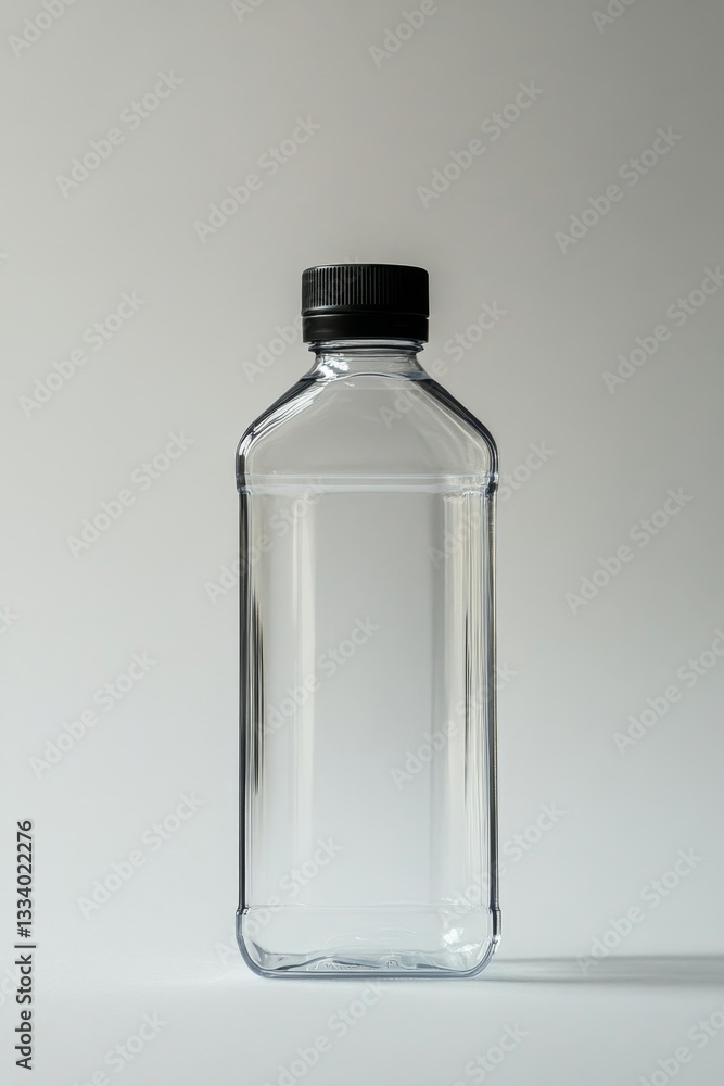 Empty clear plastic bottle on plain background Empty clear plastic bottle on plain background