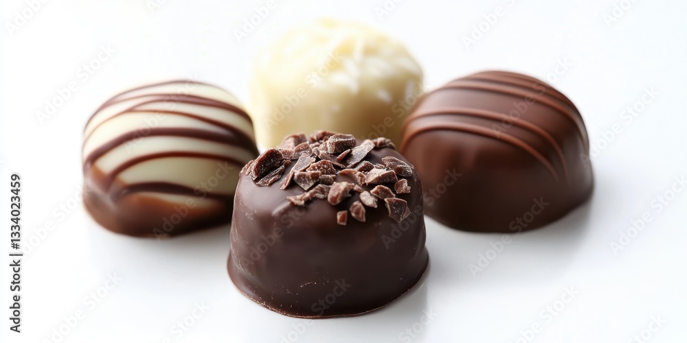 Sweet Temptation: A delectable assortment of handcrafted chocolates tempt the senses. This close-up showcases the artistry and variety of flavors in each piece. Sweet Temptation: A delectable assortment of handcrafted chocolates tempt the senses. This close-up showcases the artistry and variety of flavors in each piece.