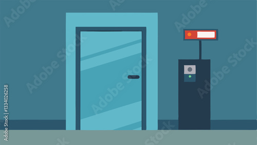 Safety Measures A depiction of the evidence room door which is reinforced and locked with a visible security camera mounted above for surveillance.