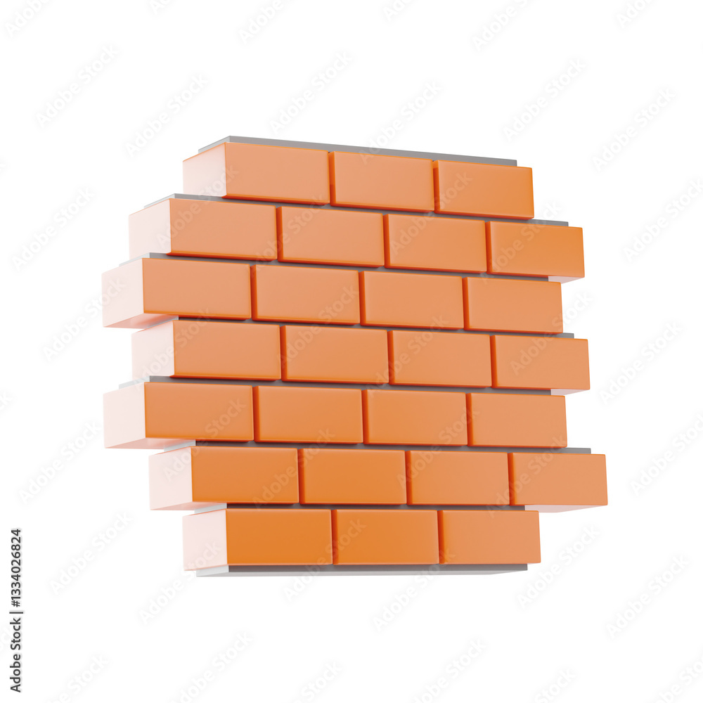 Obraz premium 3D Cartoon Style Brick Wall Illustration