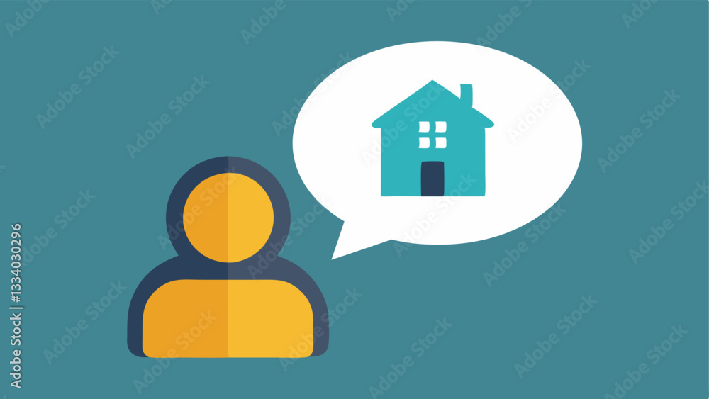 Dream Home Speech Bubble A home icon inside a speech bubble coming from a figure showing how REITs allow individuals to invest in their dream of property ownership without physical Dream Home Speech Bubble A home icon inside a speech bubble coming from a figure showing how REITs allow individuals to invest in their dream of property ownership without physical