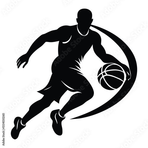 Basketball player silhouette flat design for march madness, basketball player vector