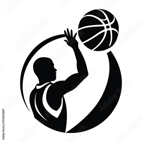 Basketball player silhouette flat design for march madness, basketball player vector