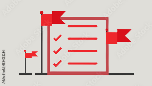 Red Flags on a Checklist A checklist with multiple items marked with red flags symbolizes common indicators of money laundering that investigators look for.