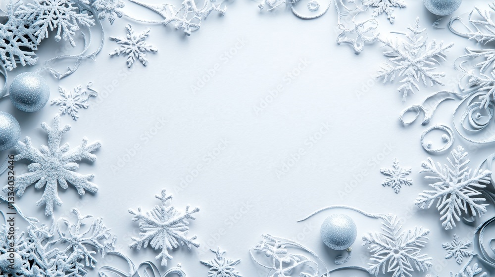 Festive Holiday Design with Snowflakes and Ornaments for Winter Celebrations and Seasonal Decorations Festive Holiday Design with Snowflakes and Ornaments for Winter Celebrations and Seasonal Decorations