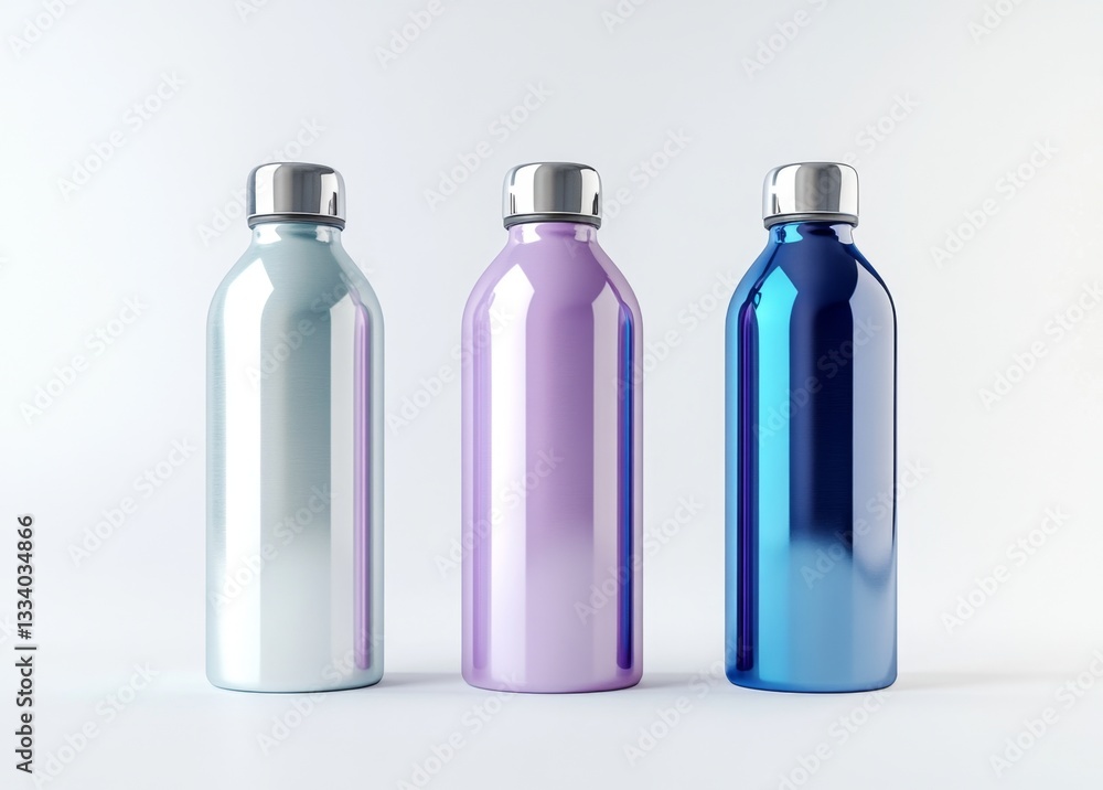 Three colorful metal water bottles on a white background (1) Three colorful metal water bottles on a white background (1)
