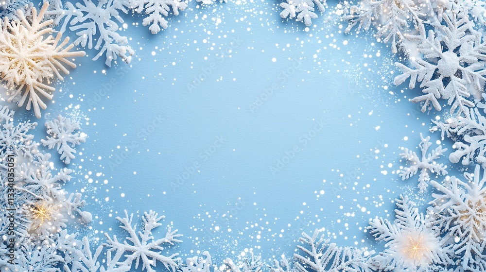 Soft Holiday Frame with Snowflakes and Gentle Sparkles for Winter Decor or Seasonal Celebrations Soft Holiday Frame with Snowflakes and Gentle Sparkles for Winter Decor or Seasonal Celebrations