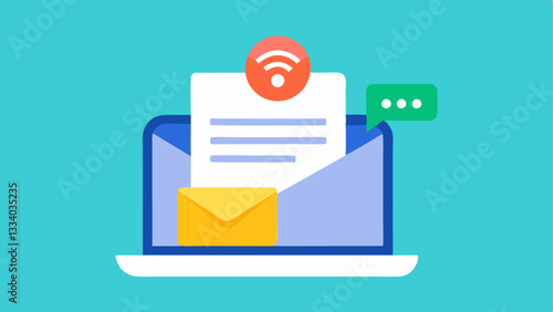 Email Notifications An illustration of an inbox displaying an email notification for a payment reminder emphasizing timely alerts for consumers.