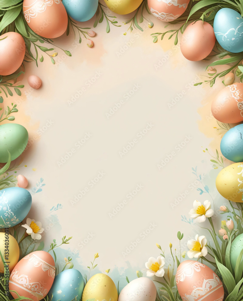 A blank Easter background awaits creative designs with festive elements. A blank Easter background awaits creative designs with festive elements.
