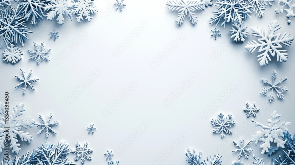 Winter Wonderland Borders Featuring Delicate Snowflakes and Elements for Holiday-Themed Design or Decoration Winter Wonderland Borders Featuring Delicate Snowflakes and Elements for Holiday-Themed Design or Decoration