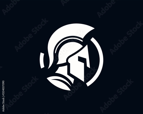 Spartan logo design icon symbol vector illustration. Spartan warrior helmet logo design template photo