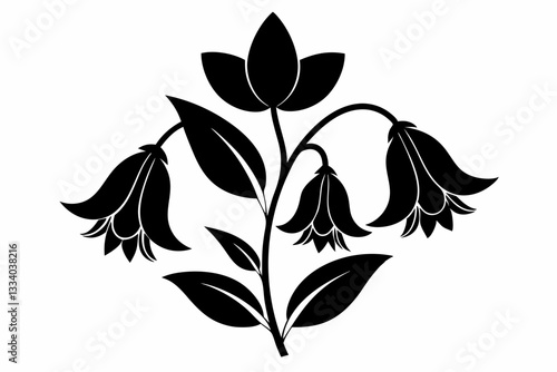 bellflower line art silhouette vector illustration