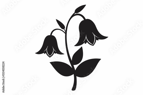 bellflower line art silhouette vector illustration