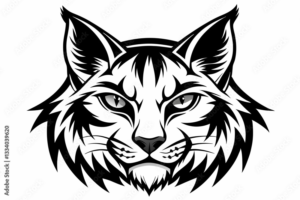 bobcat face line art silhouette vector illustration bobcat face line art silhouette vector illustration