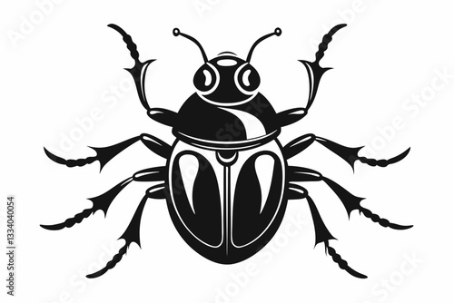 bombardier beetle line art silhouette vector illustration