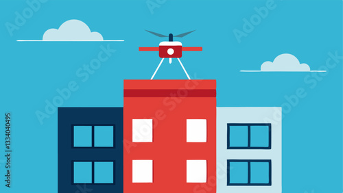 Roof Surveillance A drone positioned above a building roof focused on a window where suious activity is taking place inside.