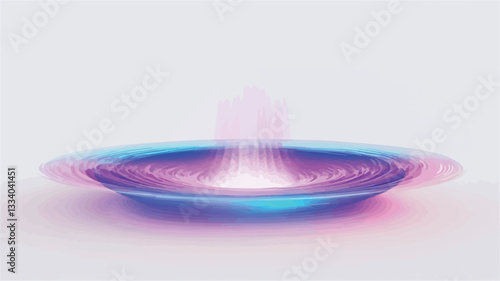 The image depicts a stylized, three-dimensional rendering of an orb or sphere.  The orb is predominantly blue and purple, with a bright, white light emanating from its center.  The colors