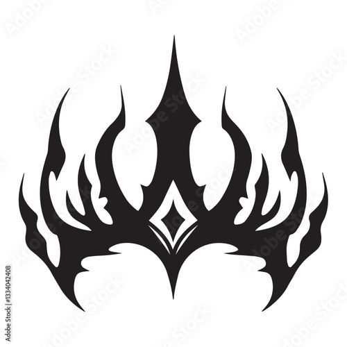 Fierce Tribal Flame Crown Vector – Tattoo and Fantasy Headpiece Design