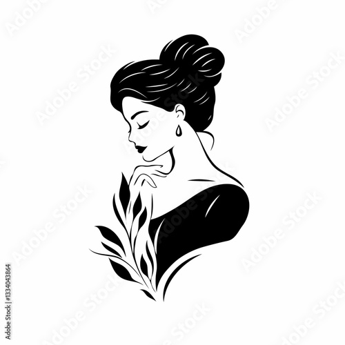 Woman with Floral Elements Logo