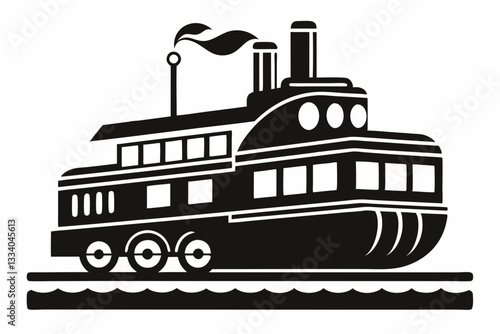 electric steamer line art silhouette vector illustration