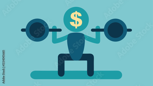 Fitness and Finances An individual exercising with weights shaped like dollar signs emphasizing the effort and discipline required for financial health.