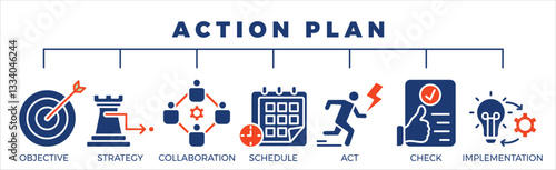 Action Plan Color Line Style Icon Banner
