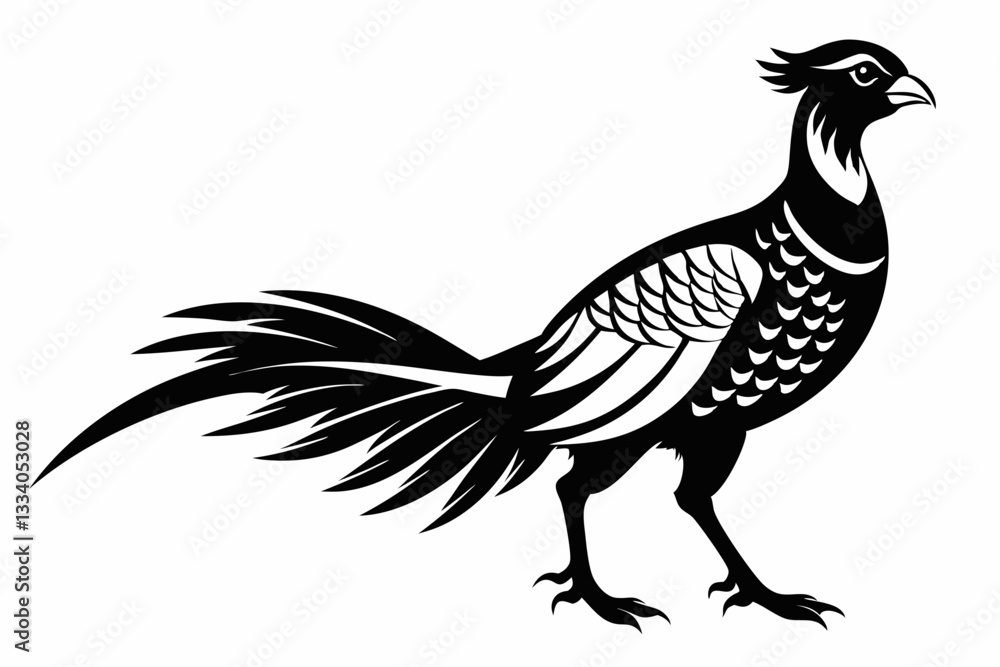 Fototapeta premium pheasant line art silhouette vector illustration