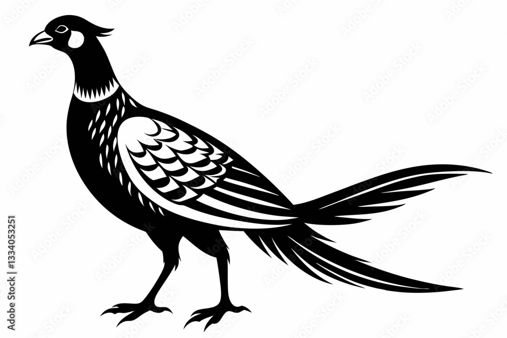 Fototapeta premium pheasant line art silhouette vector illustration