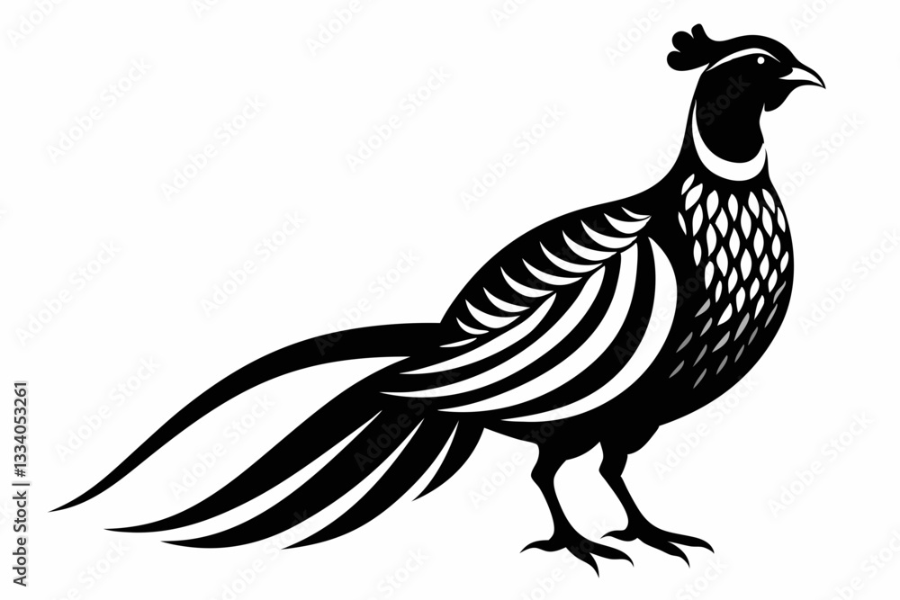 Fototapeta premium pheasant line art silhouette vector illustration