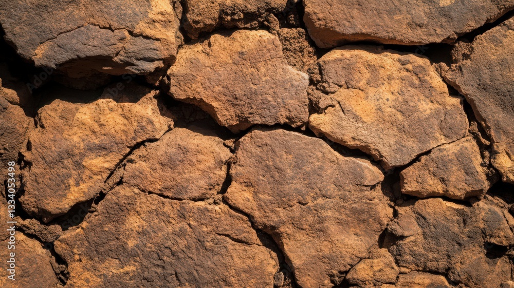 Fototapeta premium Close-Up of Brown Cracked Stone Wall Texture