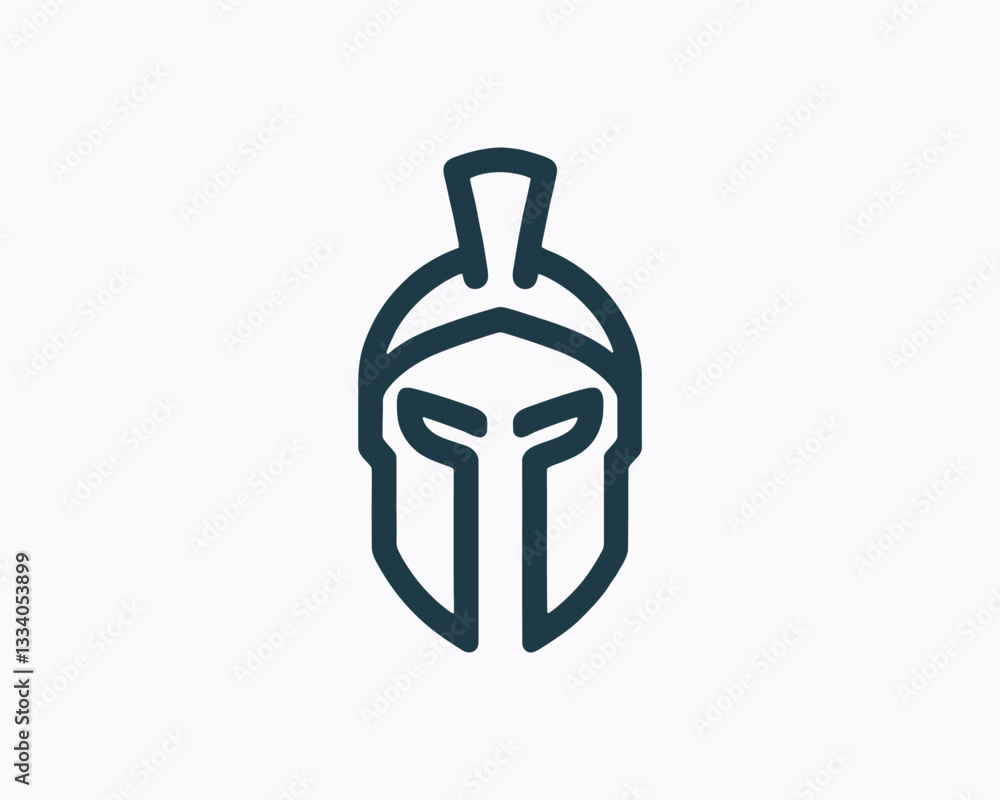 Obraz premium Spartan logo design icon symbol vector illustration. Spartan warrior helmet logo design template