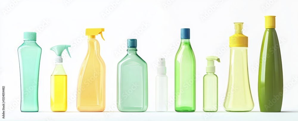 Colorful Plastic Bottles on White Surface Colorful Plastic Bottles on White Surface