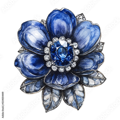 The deep blue sapphire is elegantly framed by petal-like designs. This ring captures the essence of sophistication and artistic craftsmanship.


