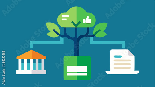 Environmentally Friendly Banking A visual representation of digital banking reducing paper waste with a tree and digital documents side by side emphasizing the ecofriendly aspect
