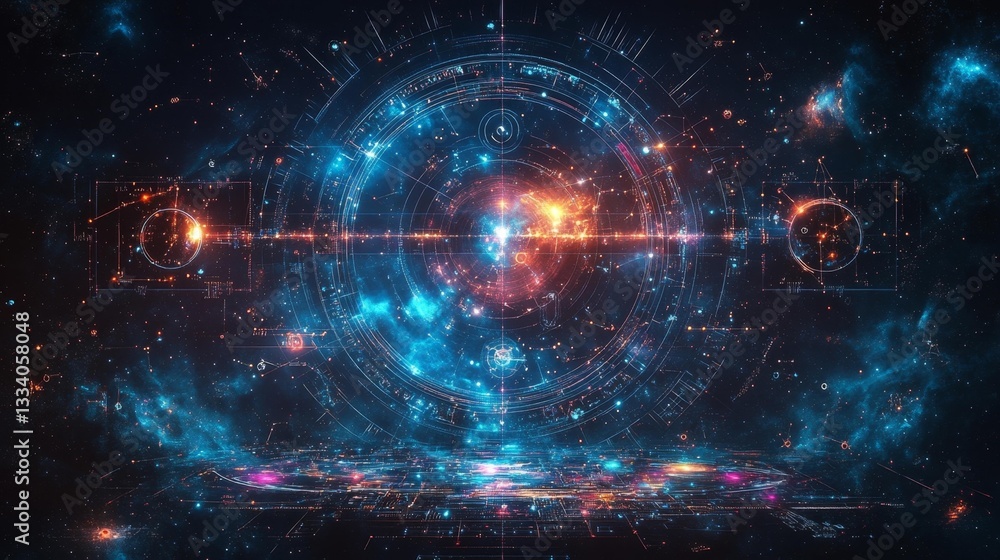 Fototapeta premium Cosmic Energy and Planetary Alignments in Space. Generative AI