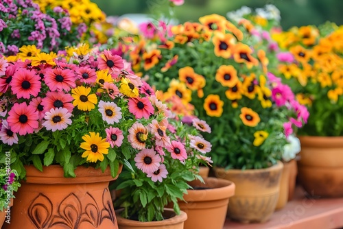 Wallpaper Mural Vibrant Colorful Potted Flowers Blooming in Garden Torontodigital.ca