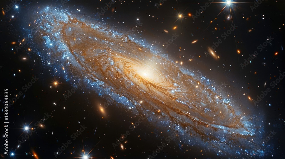 Obraz premium Spiral Galaxy in Deep Space with Distant Stars