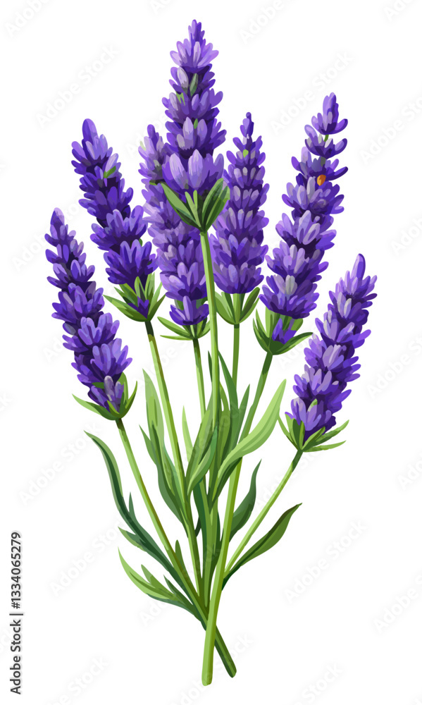 Fototapeta premium A beautiful bouquet of lavender flowers with vibrant purple hues and green stems creating a calming and aromatic visual experience.