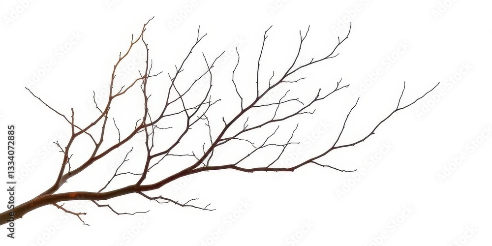 Obraz premium Bare, intertwined branches isolated on pure white backdrop, botanical, silhouette