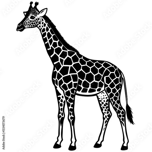 A majestic giraffe stands tall with a patterned coat. It showcases the unique beauty of wildlife