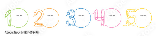 Numbers banners for icons, infographics, information. Vector outline numbers from 1 to 5
