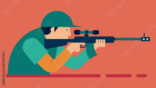 Signal Relay An illustration showing the sniper communicating with the team via hand signals while carefully aiming with their rifle maintaining a watchful eye.