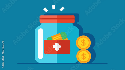 Emergency Fund Jar A jar labeled Emergency Fund being filled with coins emphasizing saving for unexpected expenses to avoid using credit cards.