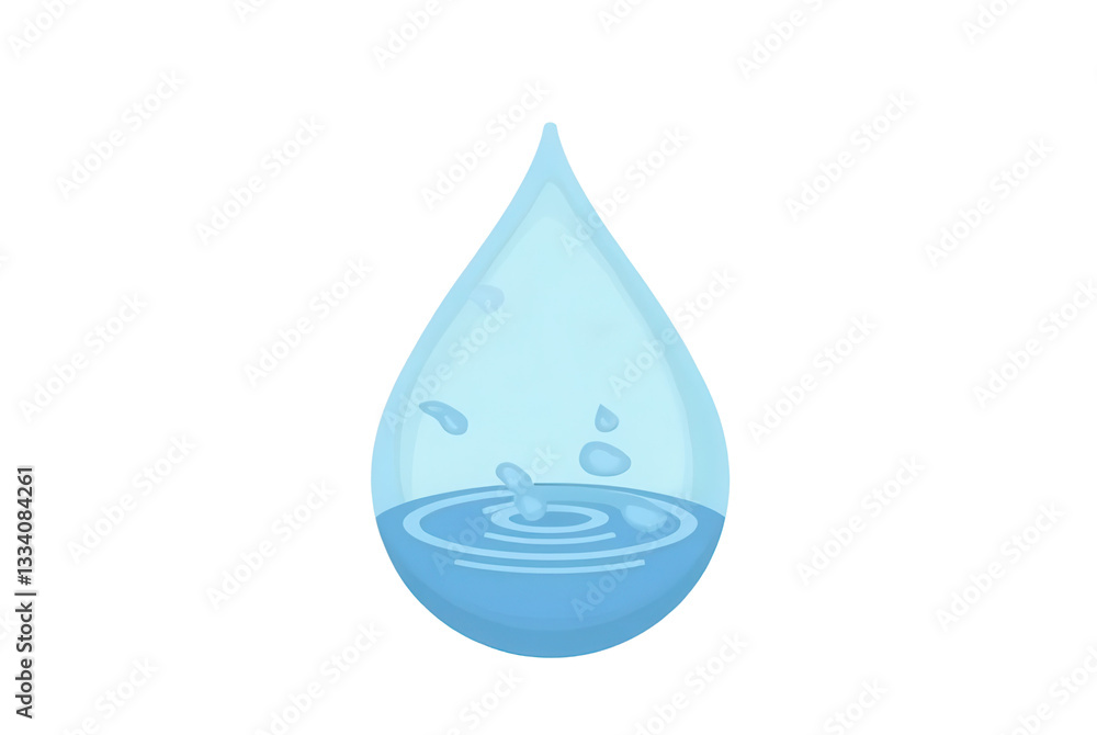 Blue Water Drop with Ripples on a Transparent Background Blue Water Drop with Ripples on a Transparent Background