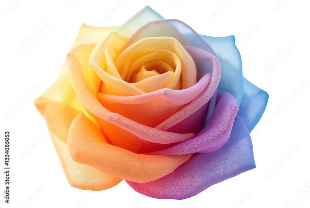 Colorful Rose Flower with Gradient Petals in Soft Fabric Texture Colorful Rose Flower with Gradient Petals in Soft Fabric Texture