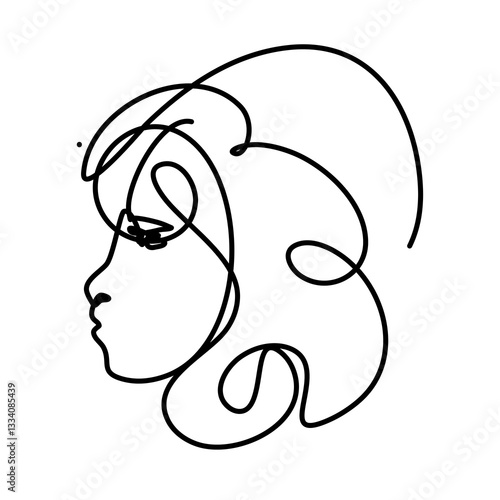 Elegant line drawing of a persons side profile featuring flowing curves. The minimalist style captures a sense of calm and sophistication with its simple lines.