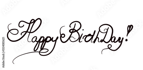 Artistic calligraphy spelling an incorrect celebration message presenting a humorous take. Flowing script with unique styling on plain background highlights contrast.